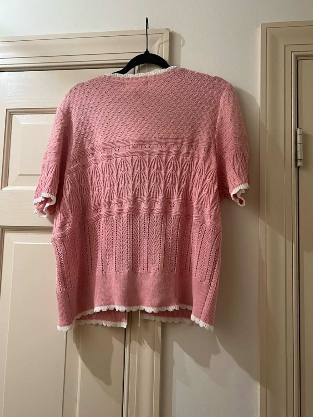 Grace Karin Pink Knit Tie-Front Short Sleeve Cardigan - Picture 2 of 10